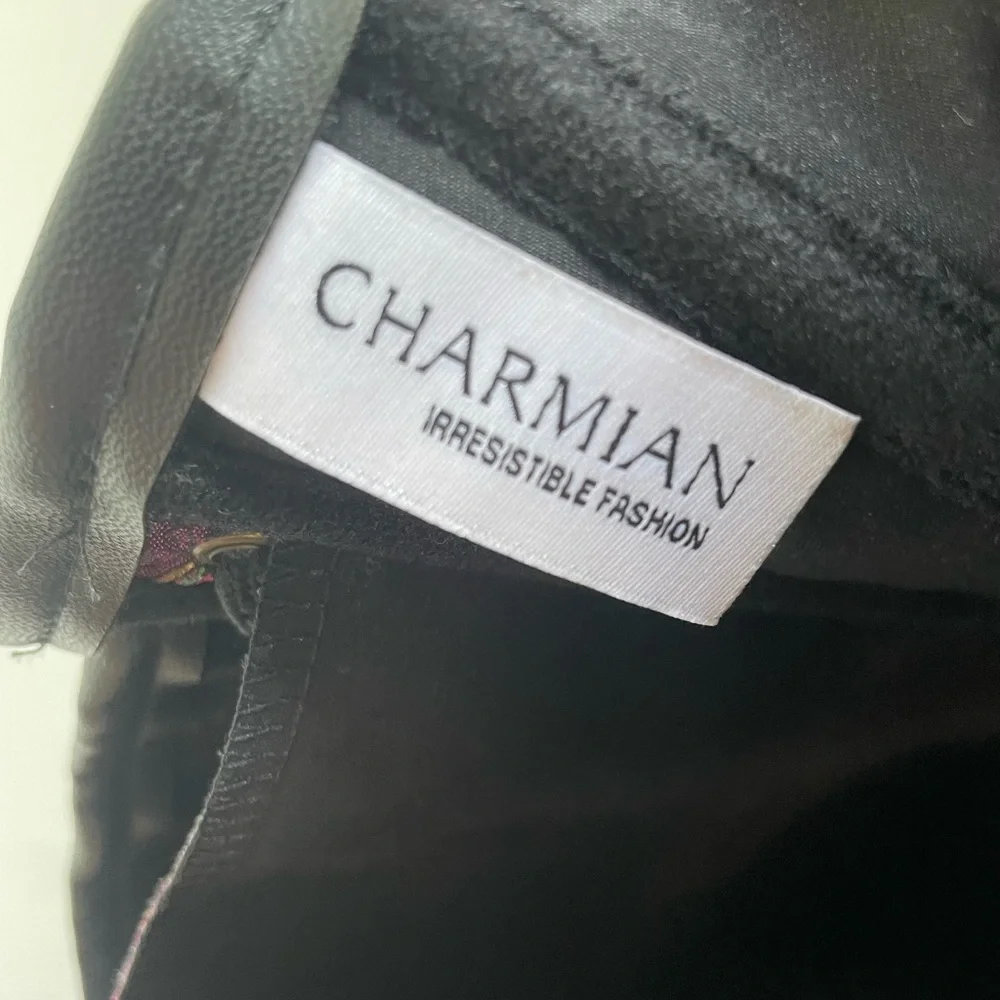 Charmian Glamorous Patchwork Corset Purple Black Women’s Large lace Up (J) - Picture 3 of 4